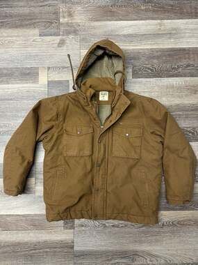 Ruff Hewn Workwear Men's Sherpa Lined Hooded Canvas Duck Jacket